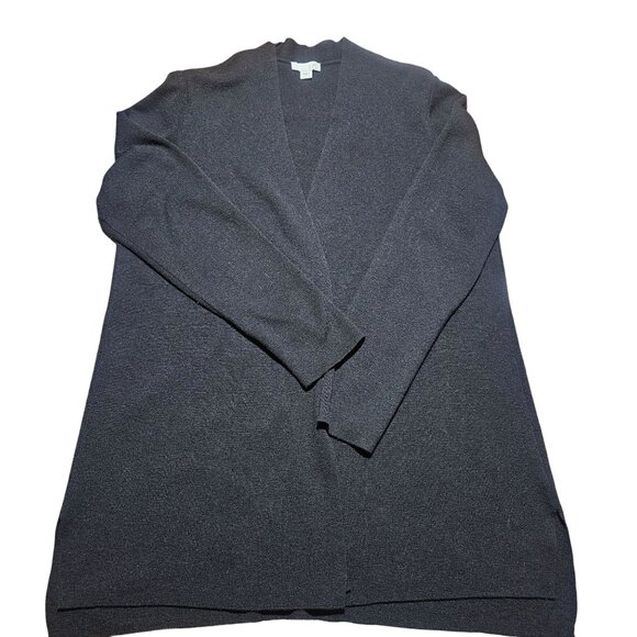 J. Jill Woman Black Wool Cardigan M Lagenlook Minimalist Quiet Luxury Capsule - Picture 9 of 14